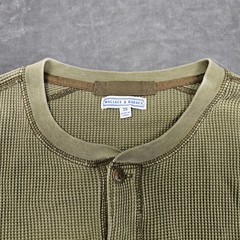 Wallace & Barnes Shirt Mens XS Green Henley Long Sleeve Waffle Thermal Knit