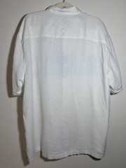 Cafe Luna White Linen Blend Tropical Button Up Shirt Vacation Coastal Grandpa