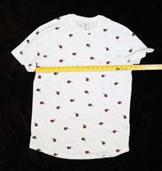Rue21 Shirt Mens Large White Jersey Scoop Hem Graphic Rose Print 100% Cotton