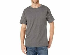 Hanes Cotton Beefy-T Cover Seamed Neck Lay Flat Collar Charcoal Heather XL
