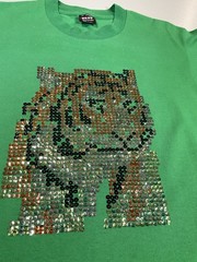 Vintage Sequin Tiger T Shirt Sz M Single Stitch Art To Wear Made In USA 90s
