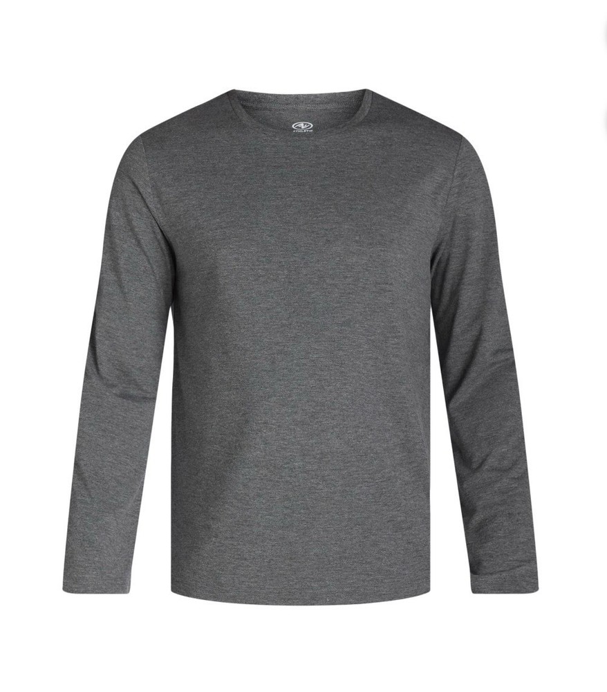 ATHLETIC WORKS Men’s 2XL Long Sleeve Tri-Blend Active Tee • Charcoal Heather
