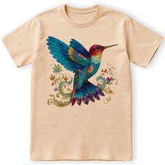 Colorful Hummingbird Nature Art T-Shirt Vintage Retro Gift Men Women Tee