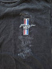 Mustang Vintage Y2K Ranch Shirt Men Short Sleeve XL Black Front And Back Graphic
