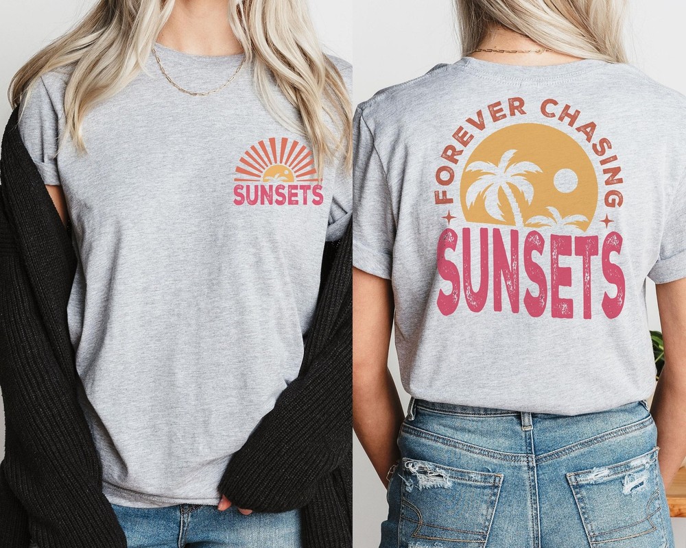 Retro Sunset Graphic Tee Summer Vacation Shirt