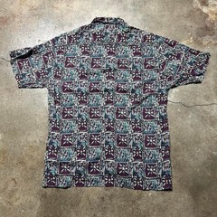 1990s Pierre Cardin Funky Rayon Abstract Disco Button Up Shirt Medium MOD