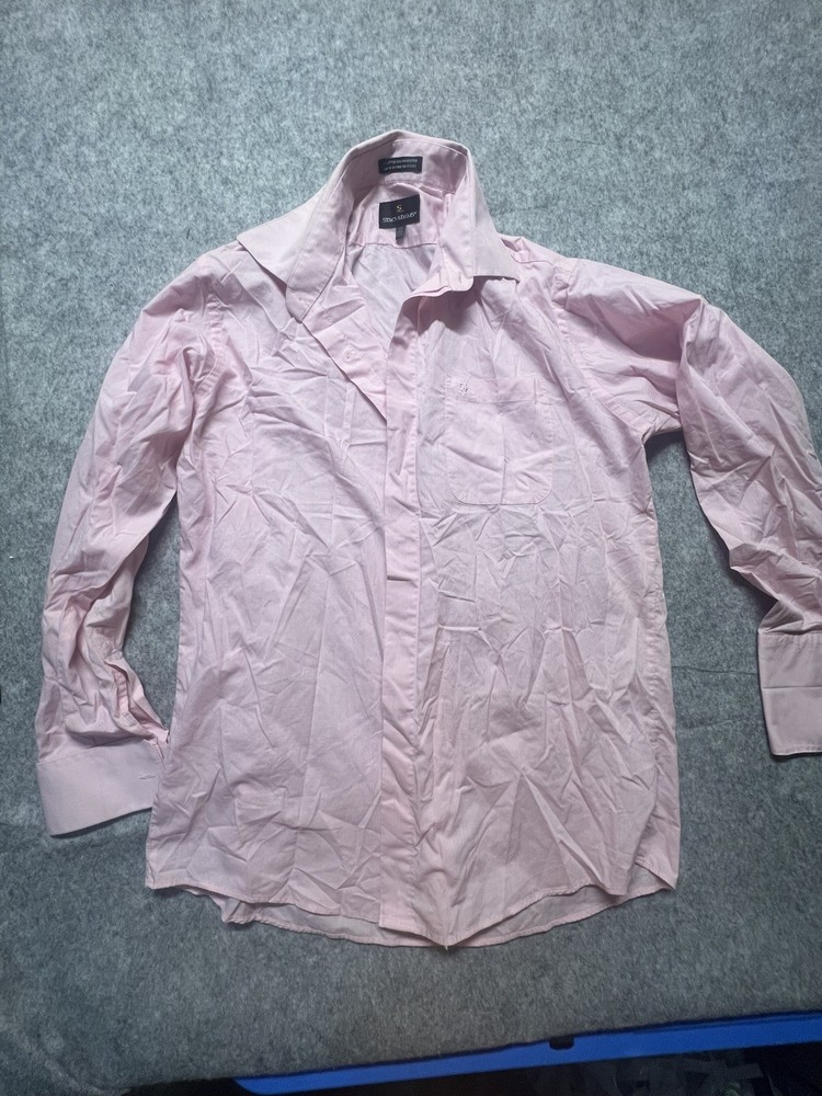 STACY ADAMS Mens 16.5 34-35 Sleeve Adjustable Collar Dress Shirt Pink