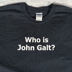 Vintage Who Is John Galt T Shirt Mens XL Crewneck Faded Black Y2K