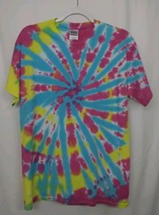 New Tie Dye Men’s Medium T-Shirt Blue Yellow Multicolor Summer Swirl Spiral