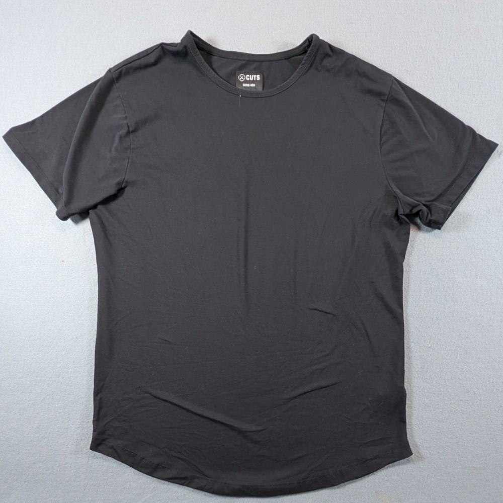 Cuts Curve-Hem T-Shirt Mens Medium Black PYCA Pro Short Sleeve Tee