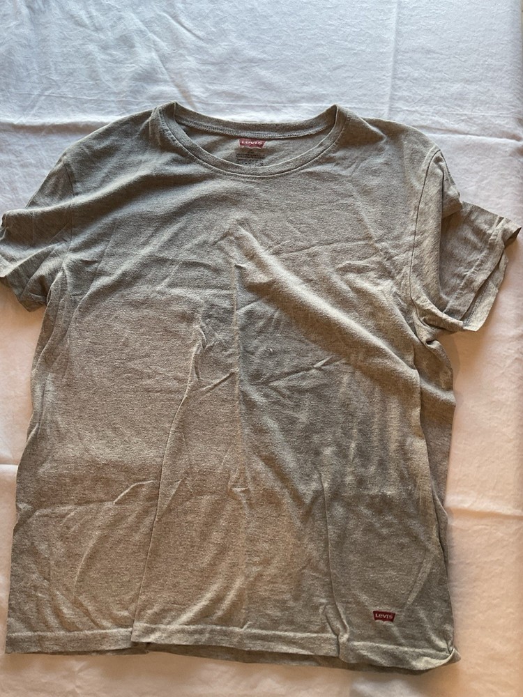 Levi’s Gray Solid Logo Accent Cotton Blend Knit Crew Neck T-Shirt Men M Regular