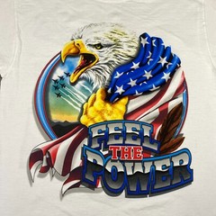 The Power Of Freedom Shirt Men’s Large American Flag Eagle Jets MAGA Pride Y2K