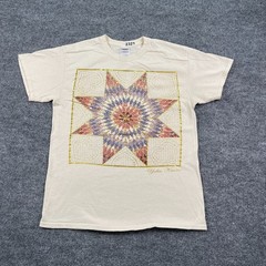 Vintage Y2K Yoder Kansas Quilt Star Pattern Shirt Medium 20×26 Crossroads Design