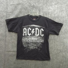 AC/DC Mens Shirt Medium 100% Cotton Short Back In Black Concert 1980 Reprint