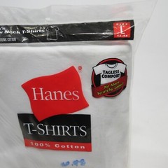 2 Packs Hanes Crew Neck T Shirt Undershirt Large White 3 Pack Tagless Cotton