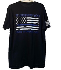 Two Men’s Patriot Crew T-Shirts Black & Blue Short Sleeve XL Logo Front & Back