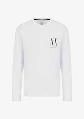 ARMANI EXCHANGE Men’s 8NZTPL ZJH4Z Logo Long Sleeve T-Shirt Black White