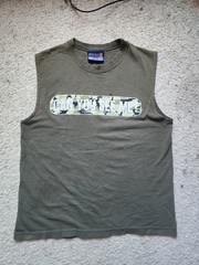 COTTON WORKS Men’s L Green Sleeveless Crew Neck Camo Graphic Knit T-Shirt