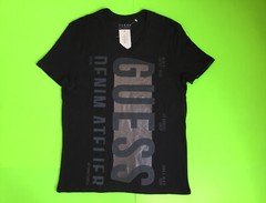 GUESS Los Angeles Mens Short Sleeve T-Shirt Size SMALL Black w/Silver Cotton NEW