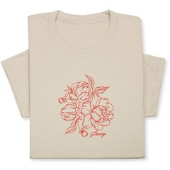 Peony Embroidered T-Shirt, Custom Color Floral Tee, Botanical Gift Shirt