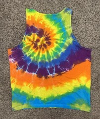 Vintage Tye Dye Multicolor Blank Tank Top Men’s Size Large FOTL Heavy Cotton Y2K