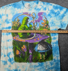 Liquid Blue Alice In Wonderland Shirt Men XXL Tie Dye Blue Retro Cartoon Graphic