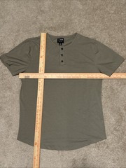 Cuts Clothing Shirt Mens XL Olive Green Curve-Hem Short Sleeve Henley Tee