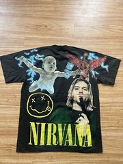 Nirvana Kurt Cobain Band AOP Single Stitch T-Shirt M, XL , 2XL Modern Boot