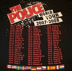 Size LARGE The Police World Tour Black T-Shirt Custom Lace Up 2007-2008 Tee EUC