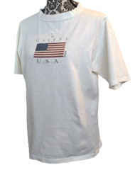Galena Illinois Whitee Cottton Large Ladies T-Shirt with American Flag