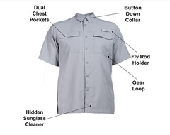 Habit Men Fishing Shirt Large Dolphin Print UPF 50+ Short Sleeve Performance NWT