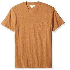 Goodthreads Men’s Lightweight Slub V-Neck Pocket T-Shirt, -Gold, XS