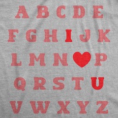 Mens Valentine Alphabet T Shirt Funny Cute Valentines Day Gift Lovers Tee for