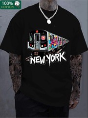 New York Subway Graffiti Graphic T-Shirt Urban Streetwear Casual Tee
