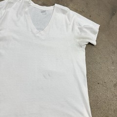Vintage BVD White V Neck T Shirt Basic Blank Undershirt XL Well Worn Grungy (#3)