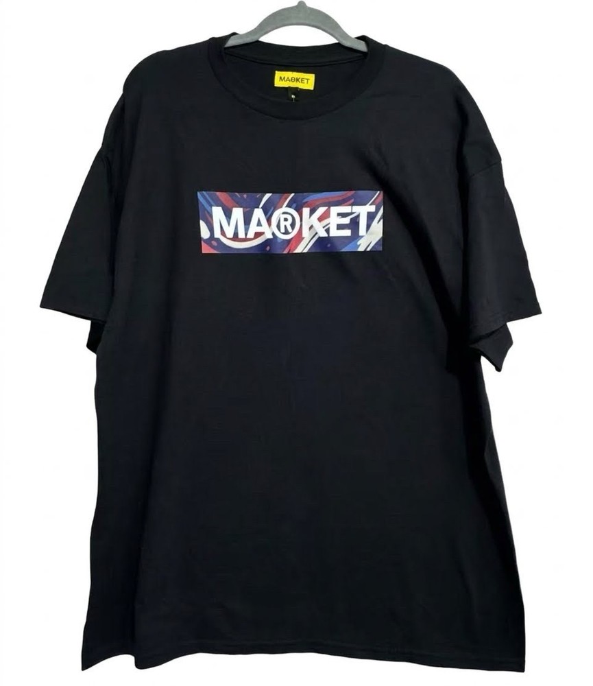 MARKET Men’s Black T-Shirt Size XL Graphic Logo Short Sleeve Crew Neck Tee NWT