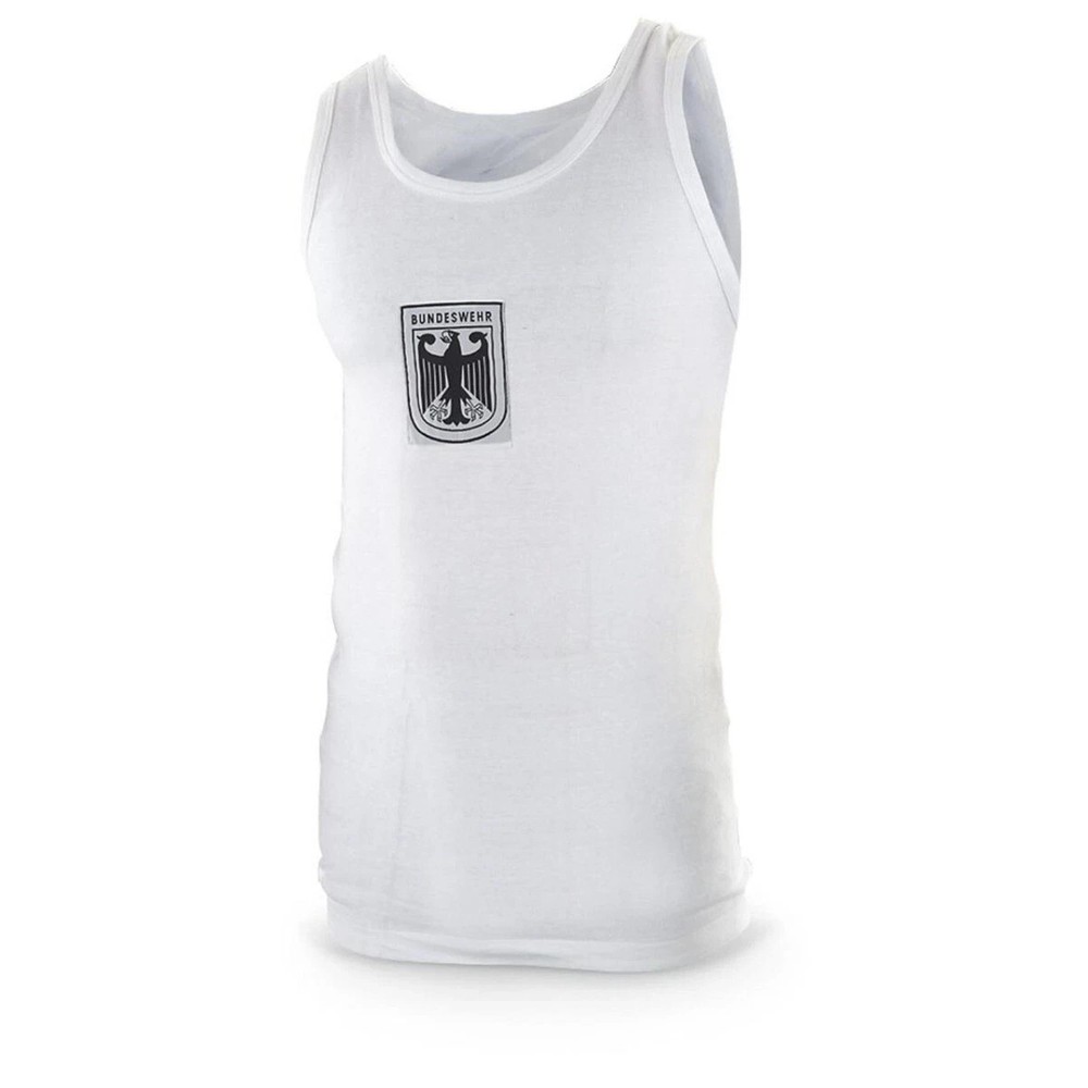 Authentic Germfan Military Bundeswehr Vest Tank Top Jersey White w/ Patch Eagle
