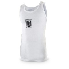 Authentic Germfan Military Bundeswehr Vest Tank Top Jersey White w/ Patch Eagle