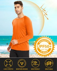 UPF50+ Men’s Sun Protection Long Sleeve T-Shirt Quick Drying Performance Shirts