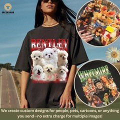 Custom Pet Photo Comfort Tee Retro Style Personalized Dog Cat