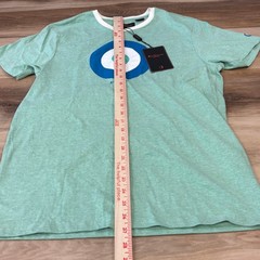 Ben Sherman Target Logo T-Shirt Mens M Absinthe Green Cotton Blend Ringer Tee