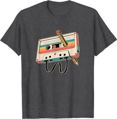 Retro Cassette Tape with Pencil 80s 90s Music Vintage Party T-Shirt
