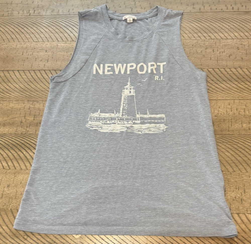 Gap Men’s Muscle Shirt XS Blue Sleeveless Newport R.I. Graphic Tank Top