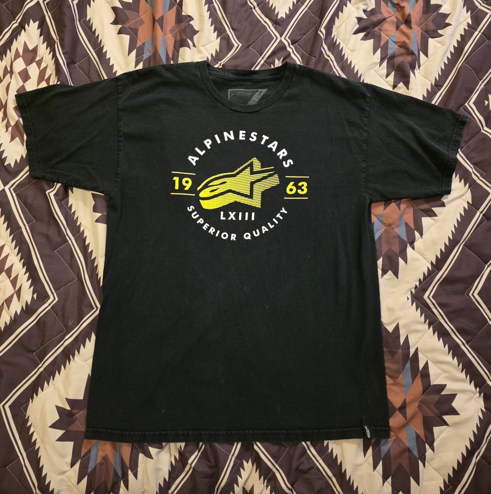 Alpinestars Racing Y2K Motocross Graphic Print T Shirt Black Men’s Size Large