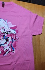 Hazbin Hotel Angel Dust Summer Splatter XL Pink Shirt Vivziepop Sharkrobot