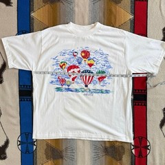 Vintage 90s World Hot Air Balloons T-Shirt Size Large Single Stitch Outdoor Art