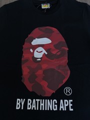 A Bathing Ape BAPE Men’s M Black Red Ape Head Logo Graphic Crew Neck Tee