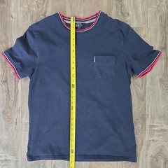 Ben Sherman Shirt Mens Large Navy Blue Pocket Tee Contrast Trim Stretch Casual