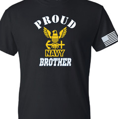 Proud navy brother T-shirt black tee white and yellow design T-shirt adult