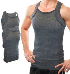 Different Touch 2 Pack Men’s G-unit Tank Tops Square Cut Muscle Rib A-Shirts